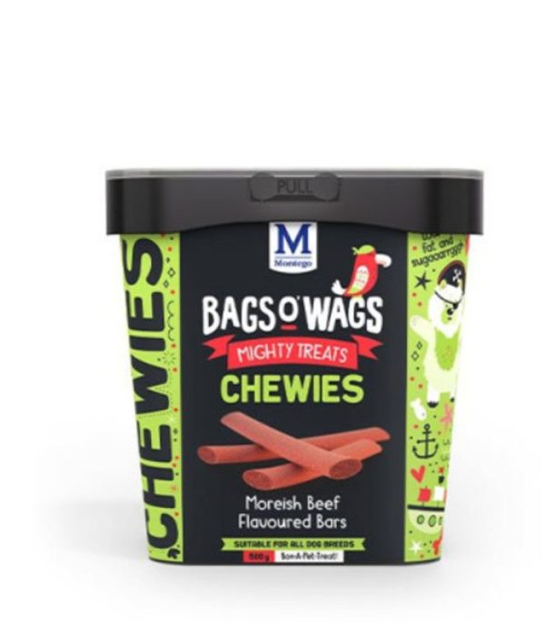 Montego Bags O' Wags Chewies Beef Bars Dog Treats 500g