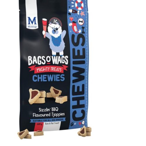 Montego Bags O’ Wags Chewies BBQ Tjoppies Dog Chew Treats 120g